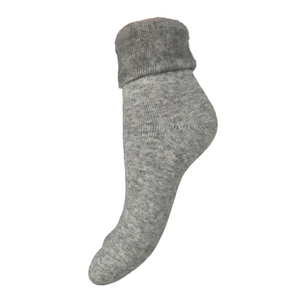 Light Grey Wool Blend Socks with Cuff