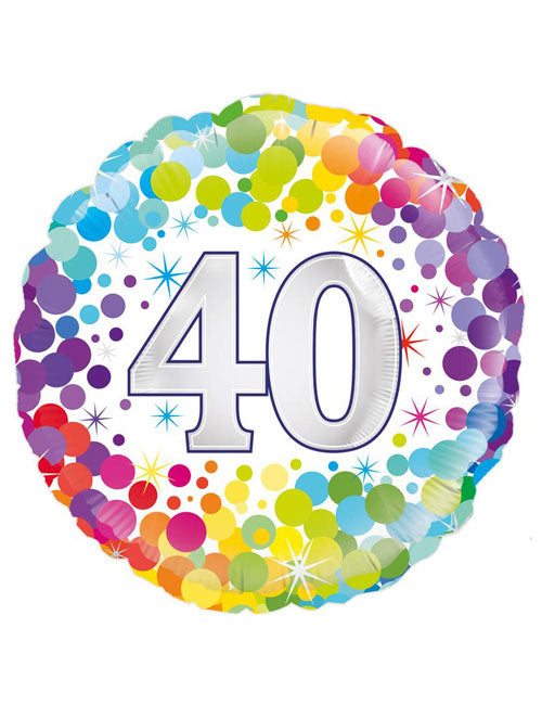 40th Colourful Confetti Balloon