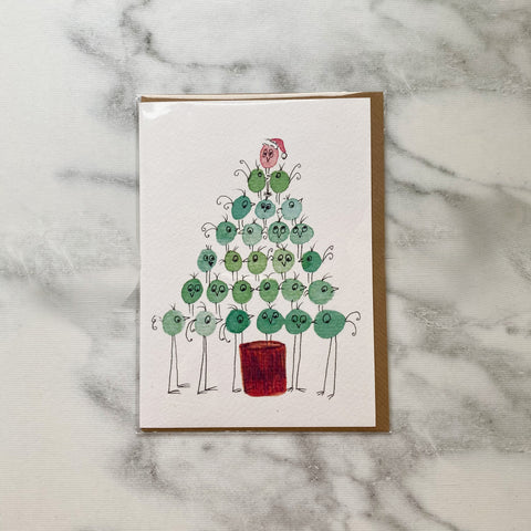Robin Christmas Tree Card