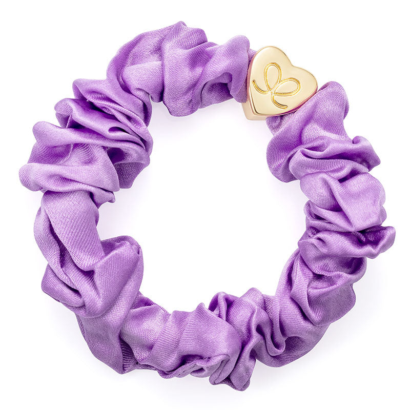 Gold Heart Silk Scrunchie - Lilac