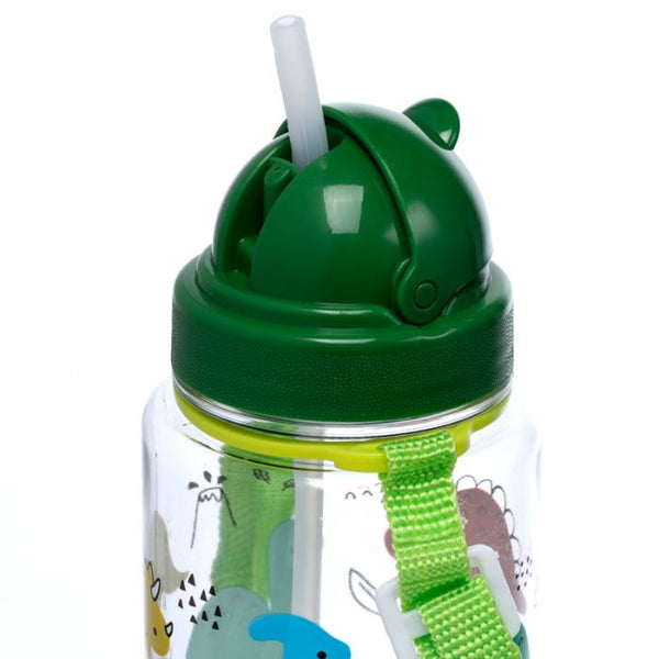 Dinosaur Water Bottle with Flip Straw (450ml)