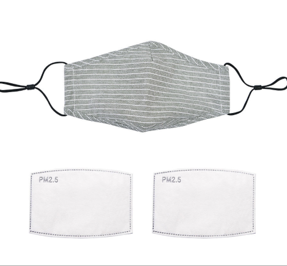 Grey Stripe Face Mask with Filter