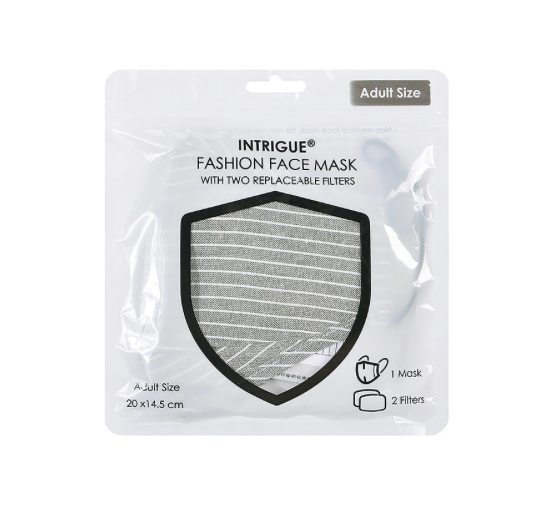 Grey Stripe Face Mask with Filter