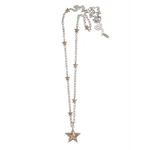 Star Drop Pendant with Studded Chain