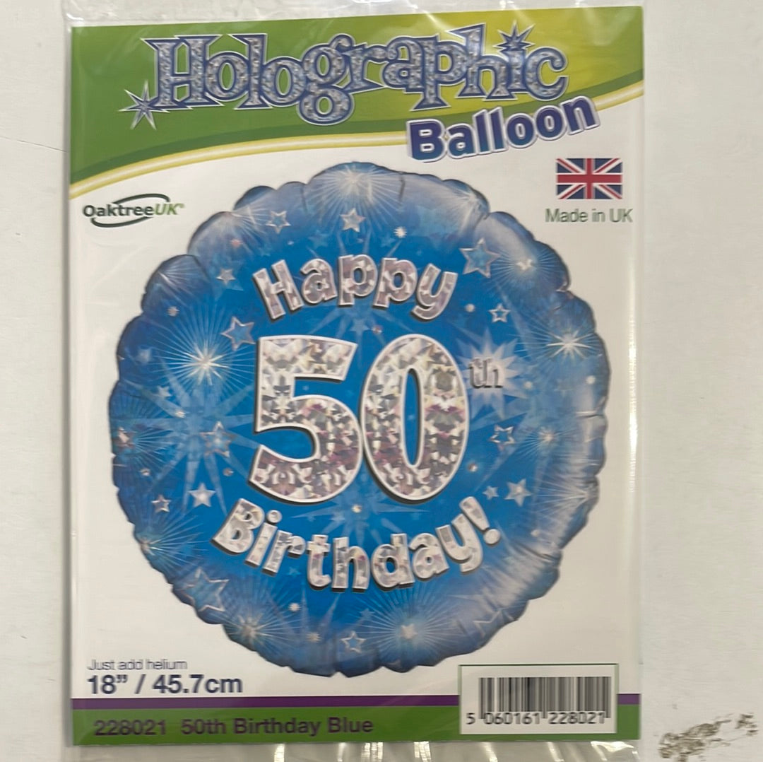 "Happy 50th Birthday!" Helium Balloon