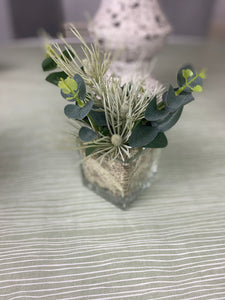 Artificial glass evergreen arrangement