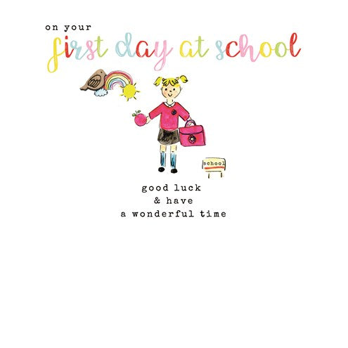 Girl’s First Day at School Card