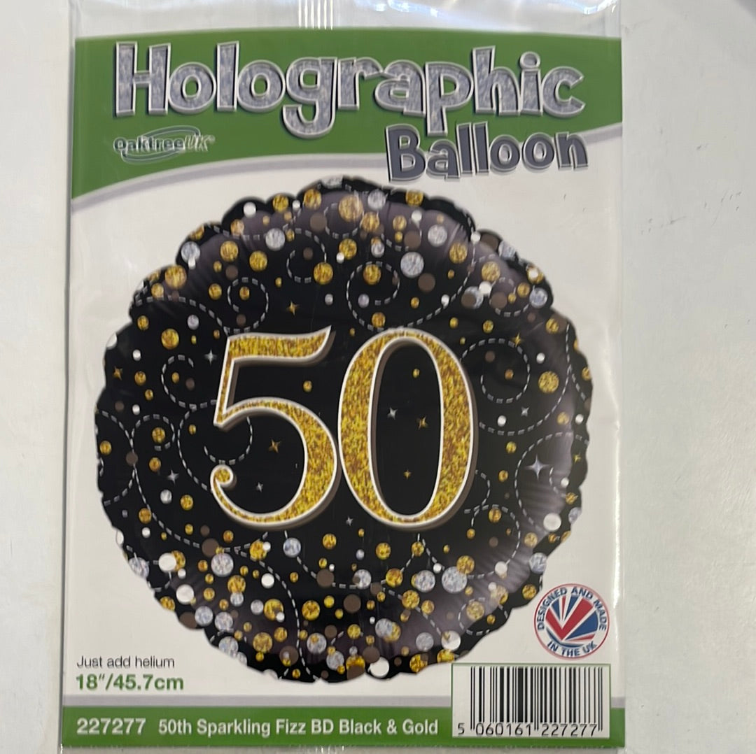"Happy 50th Birthday!" Helium Balloon