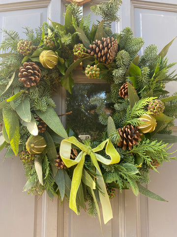 Handmade Christmas Wreath - Lime Green
