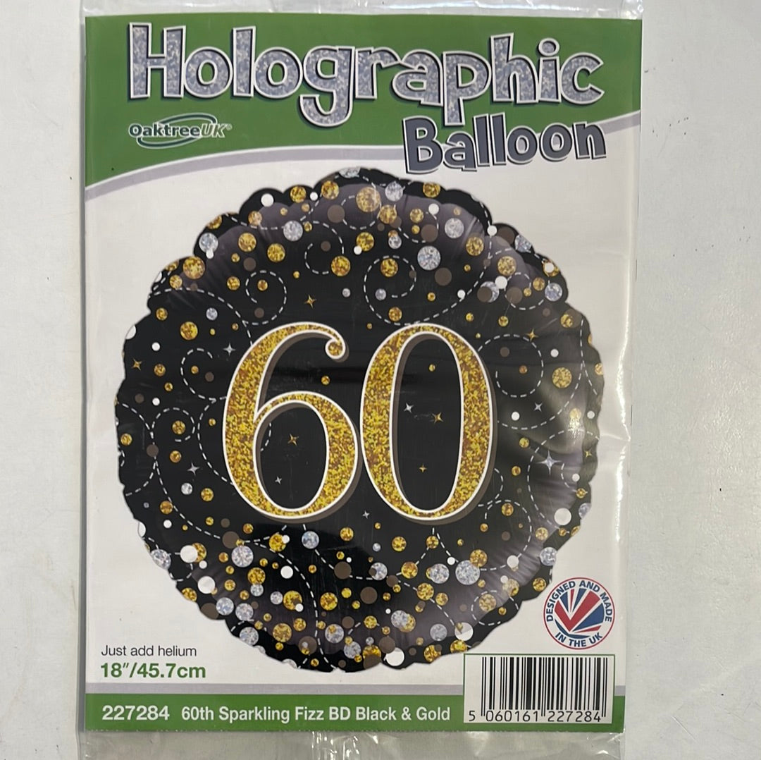 "Happy 60th Birthday!" Helium Balloon