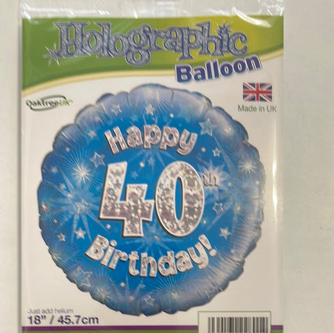 "Happy 40th Birthday!" Helium Balloon